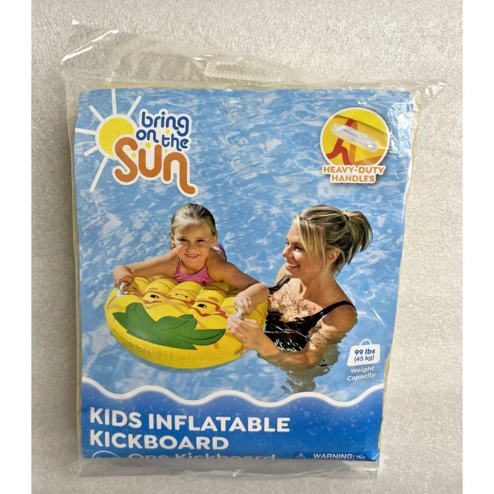 Bring on the Sun Inflatable Kick Board Kids Boogie‎ Board with Handles Pineapple
